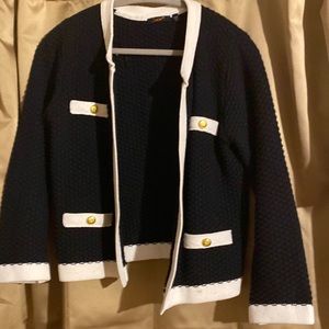 Black knit Dex cardigan with brass button detail